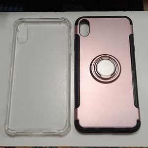 2 cases for iphone xs max 6.5"new 1clear,1goldrose